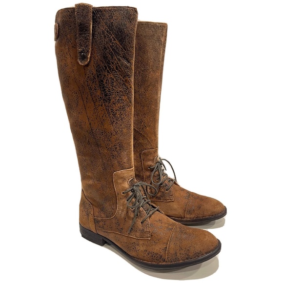 Born Shoes - BORN Crown Gilmore Distressed Leather Tall Riding Boots Zip Womens Shoe Size 9
